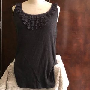 Loft ribbed tank with ruffle detail.